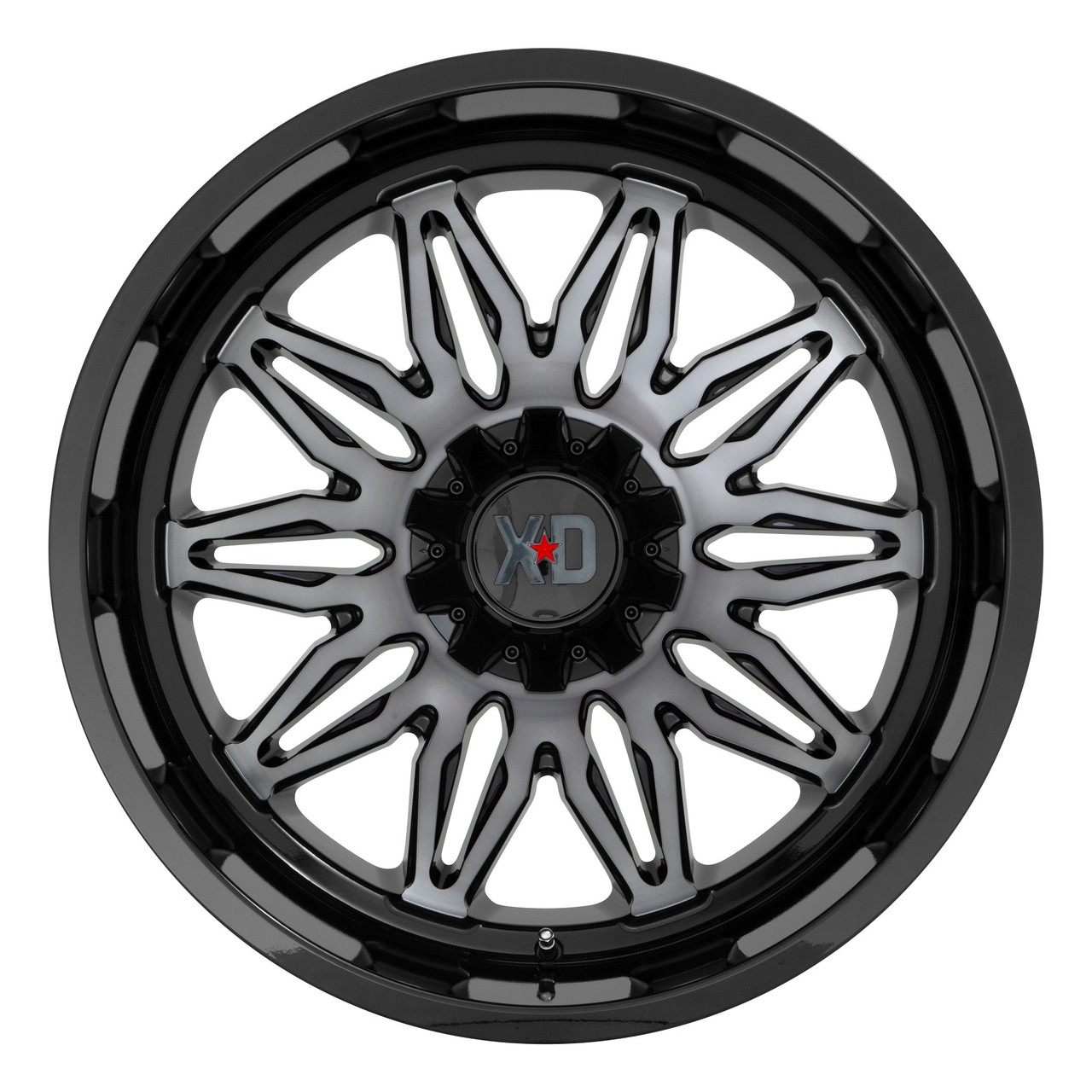 XD XD859 Gunner 22x12 5x5 5x5.5 Gloss Black Machined Gray Tint Wheel 22" -44mm
