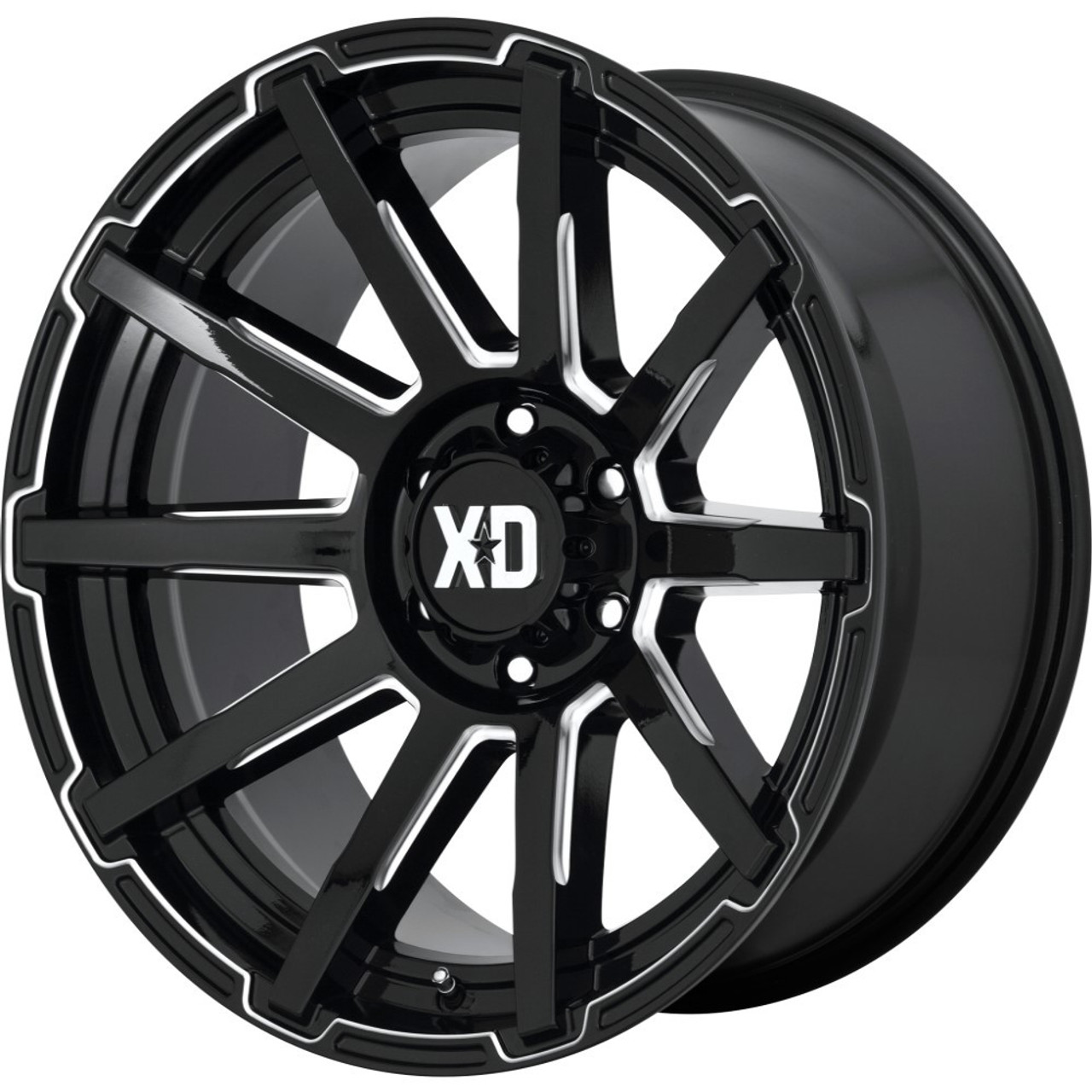 XD XD847 Outbreak 18x9 6x5.5 Gloss Black Milled Wheel 18" 12mm Rim