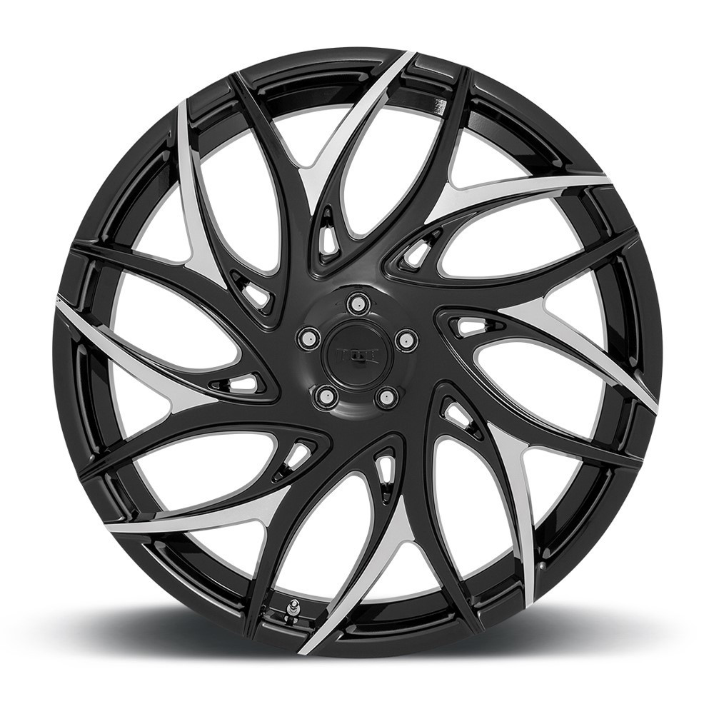 24" DUB S259 G.O.A.T. 24x10 5x115 15mm Rim Gloss Black Machined Spokes Wheel