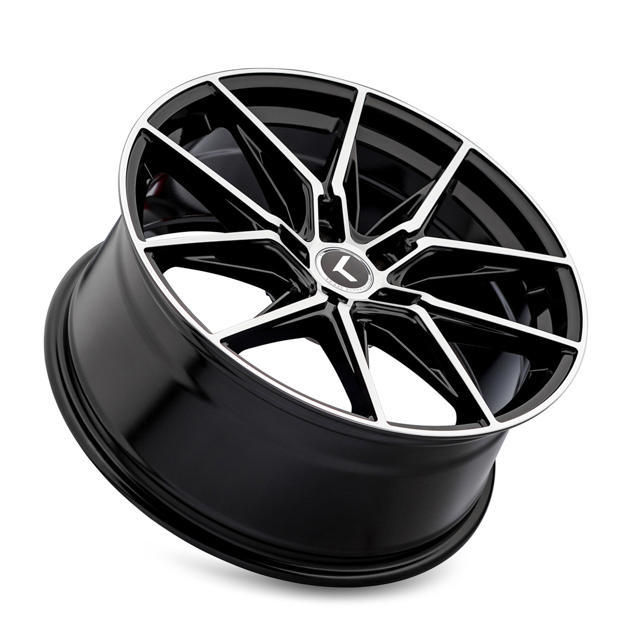 19" Kraze Evolve Gloss Black Machined 19x8.5 Wheel 5x112 30mm Rim KR196-9845BM30