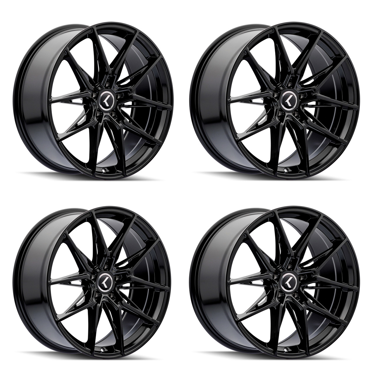 Set 4 18" Kraze Evolve Gloss Black 18x8.5 Wheels 5x120 30mm Rims