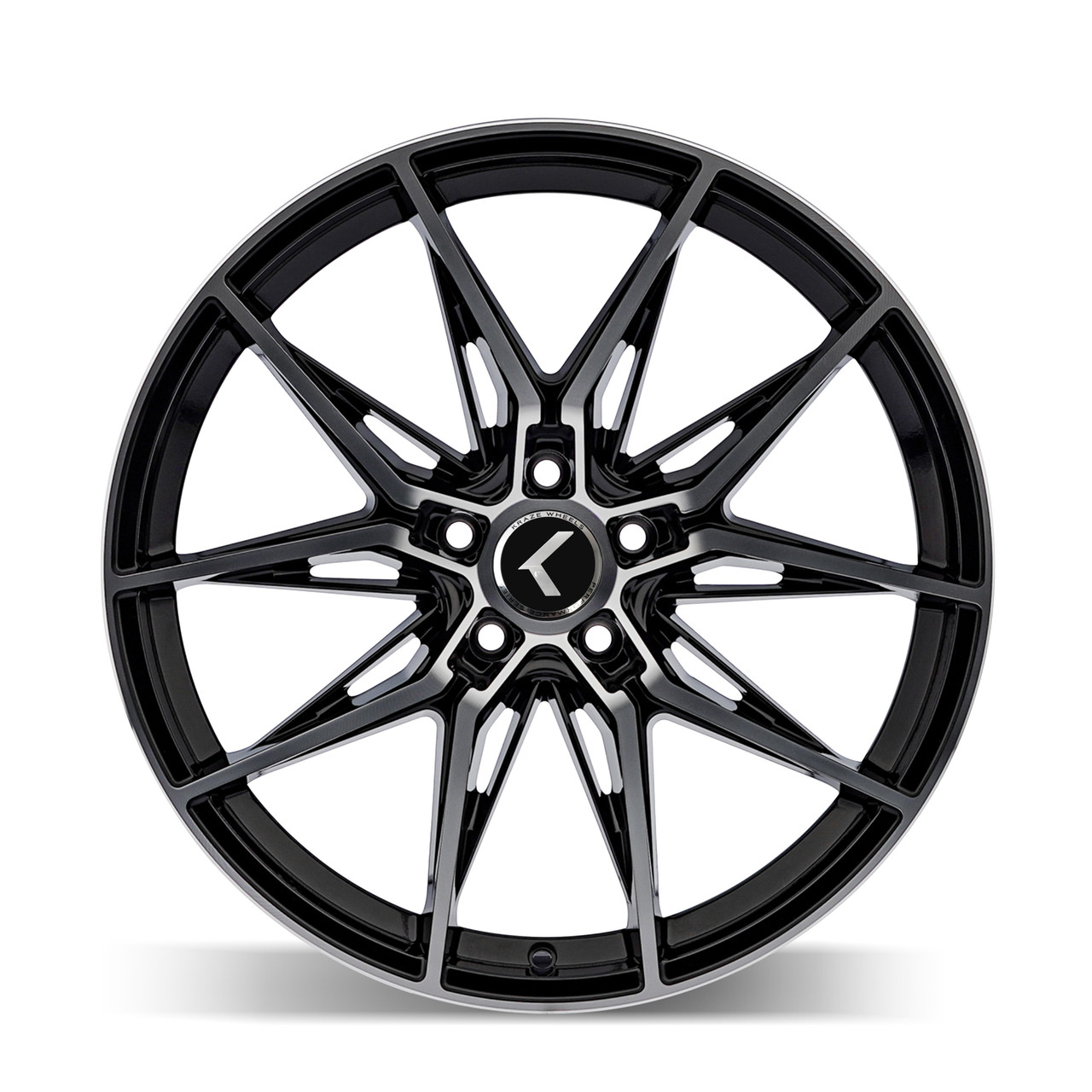 22" Kraze Evolve Gloss Black Machined 22x9 Wheel 5x112 35mm Rim KR196-22945BM35