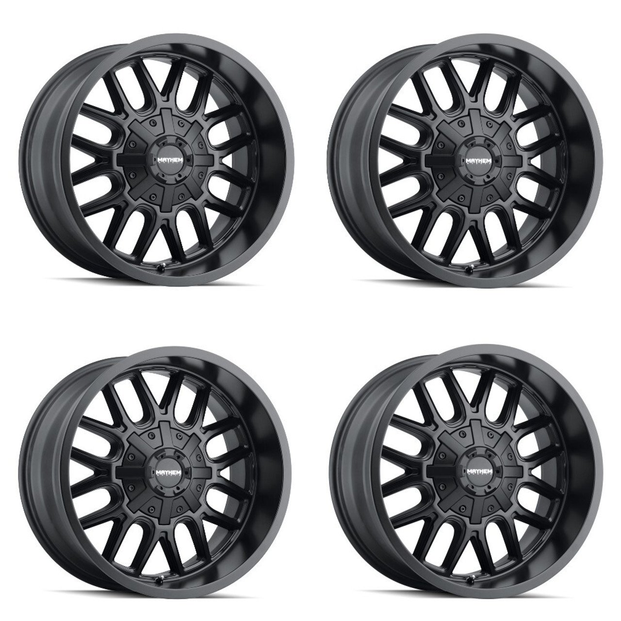 Set 4 17" Mayhem Cogent Matte Black 17x9 Wheels 8x170 -12mm Truck SUV Rims