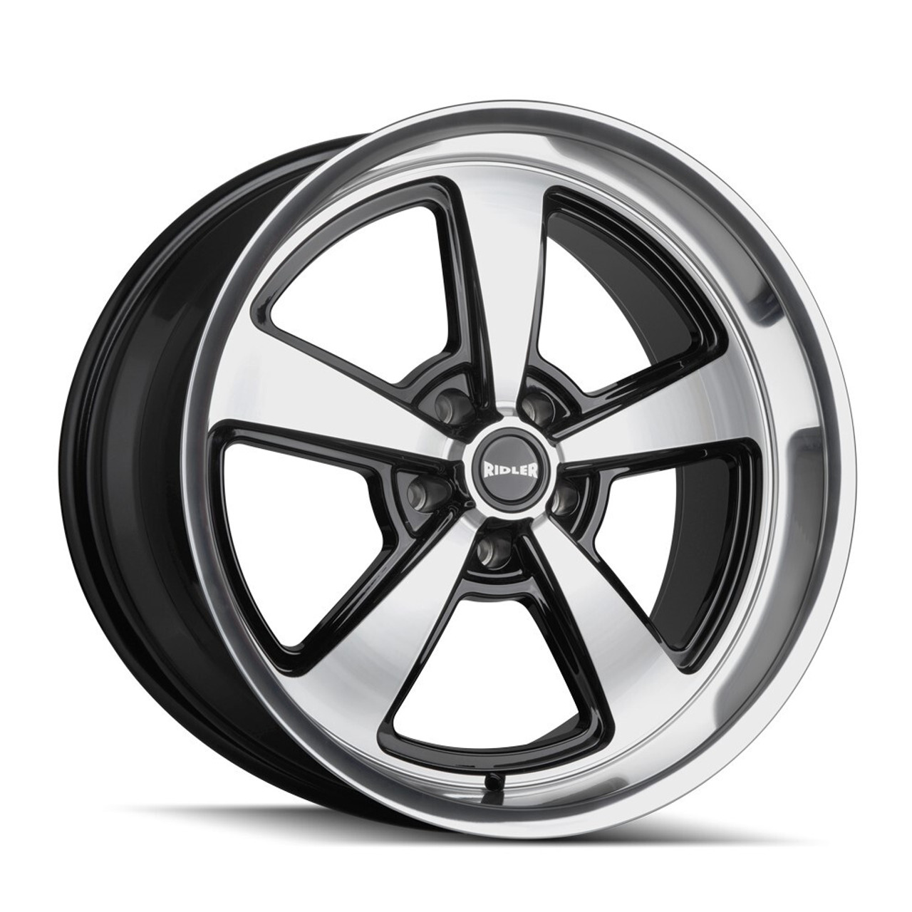 18" Ridler 652 Gloss Black Diamond Cut Face & Lip 18x9.5 Wheel 5x120.65 0mm Rim