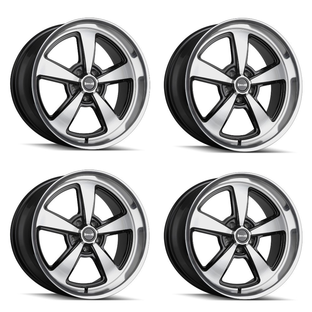 Set 4 18" Ridler 652 Black Diamond Cut Face & Lip 18x9.5 Wheels 5x120.65 0mm