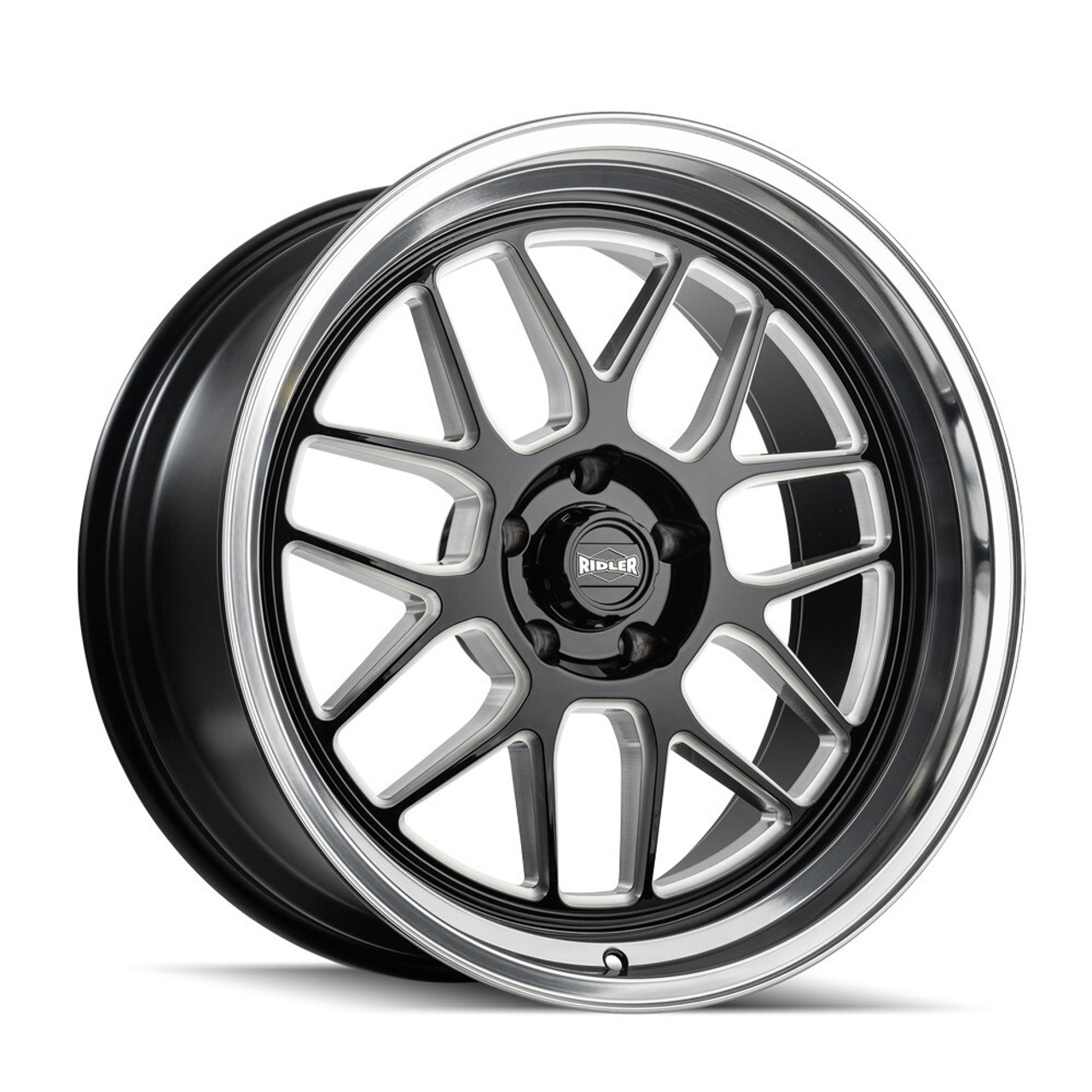 Set 4 17" Ridler 611 Gloss Black Milled Diamond Cut Lip 17x8 Wheels 5x4.5 0mm