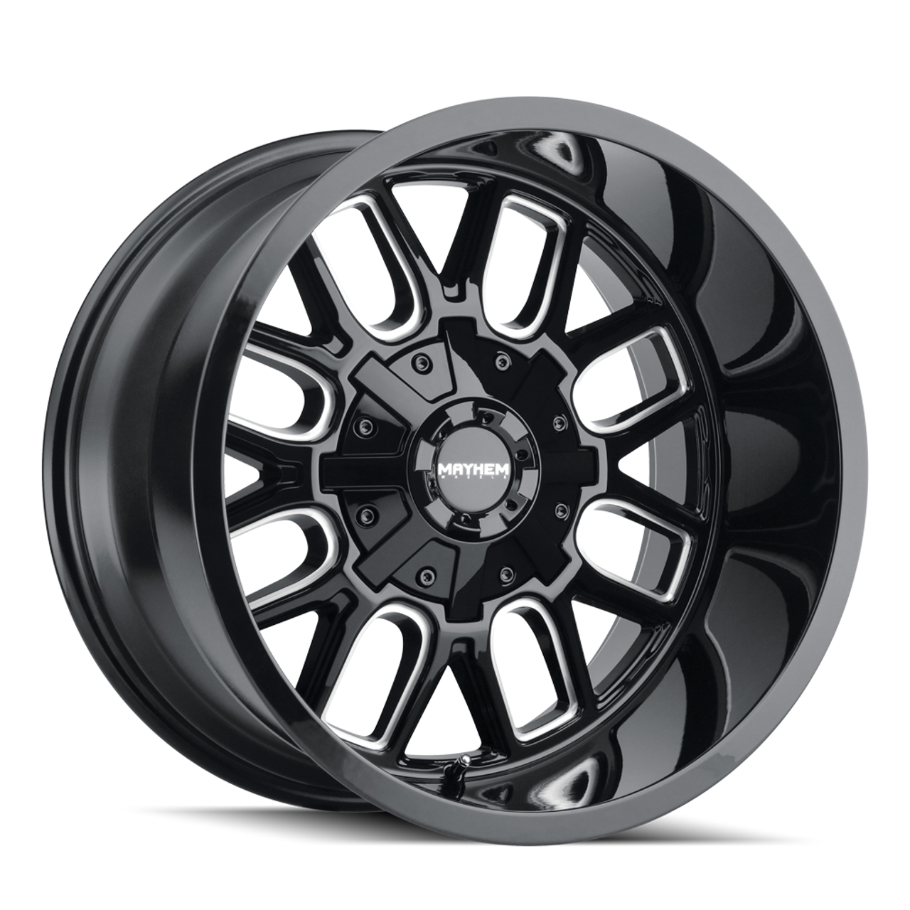 20" Mayhem Cogent Gloss Black Milled 20x9 Wheel 8x170 0mm Truck Rim 8107-2970BM