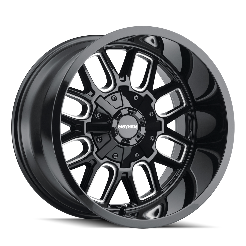 Set 4 20" Mayhem Cogent Gloss Black Milled 20x9 Wheels 8x170 0mm Truck Rims