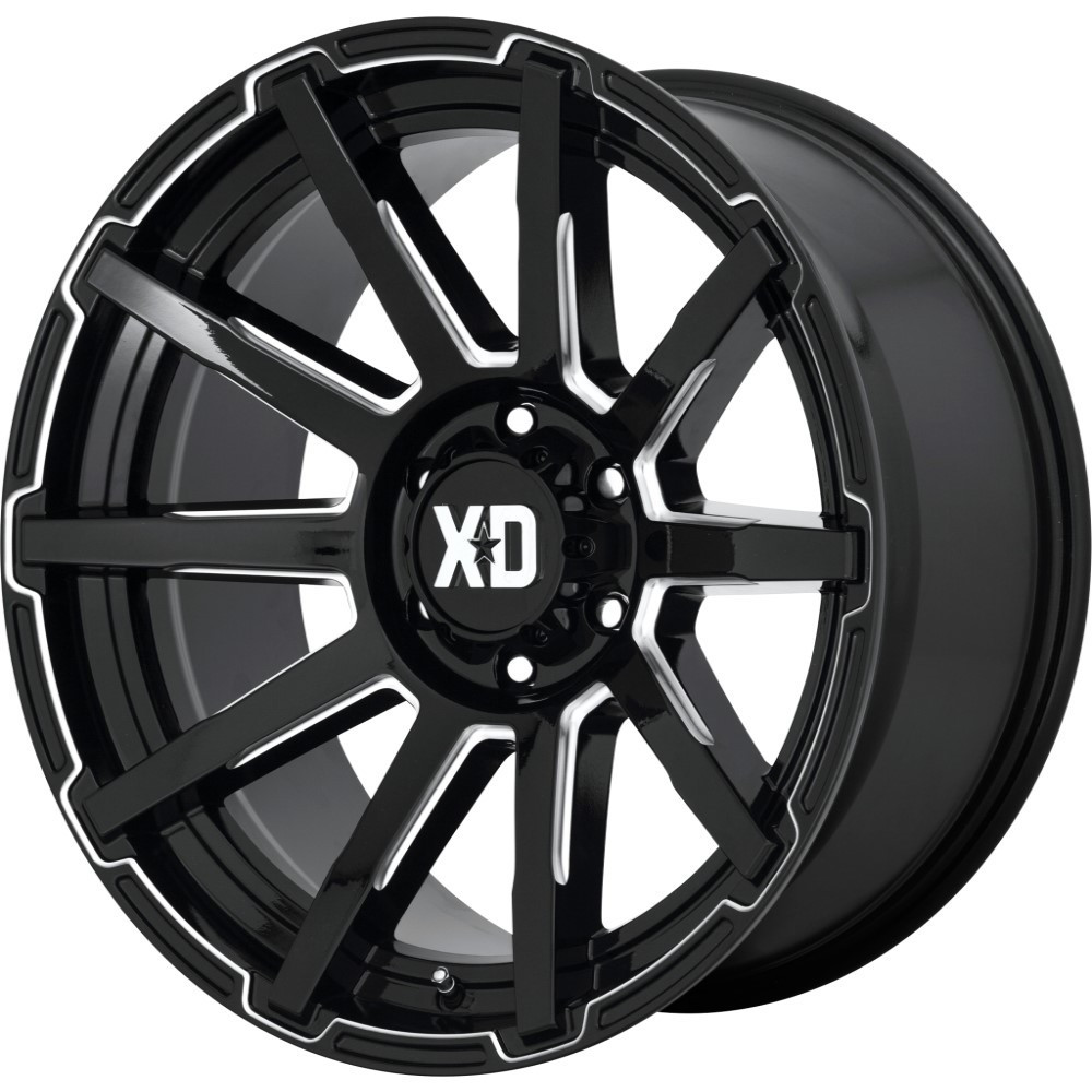 XD XD847 Outbreak 22x10 5x150 Gloss Black Milled Wheel 22" 12mm Rim