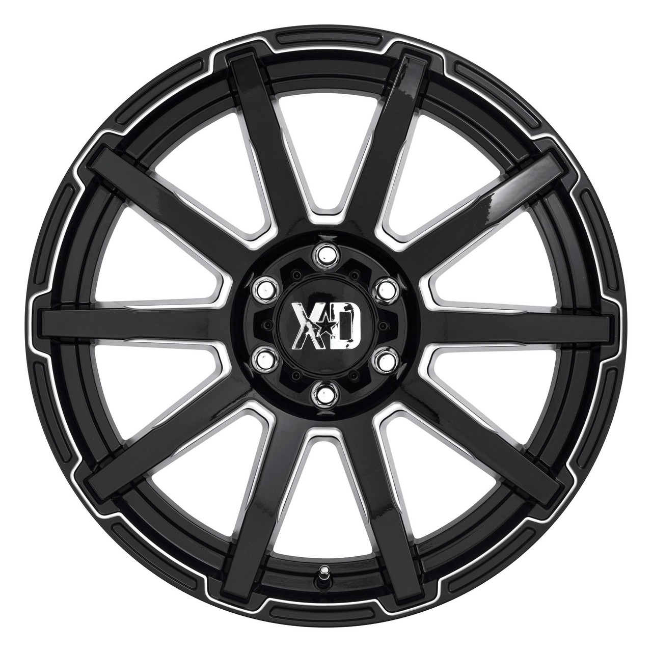 XD XD847 Outbreak 22x10 5x150 Gloss Black Milled Wheel 22" 12mm Rim