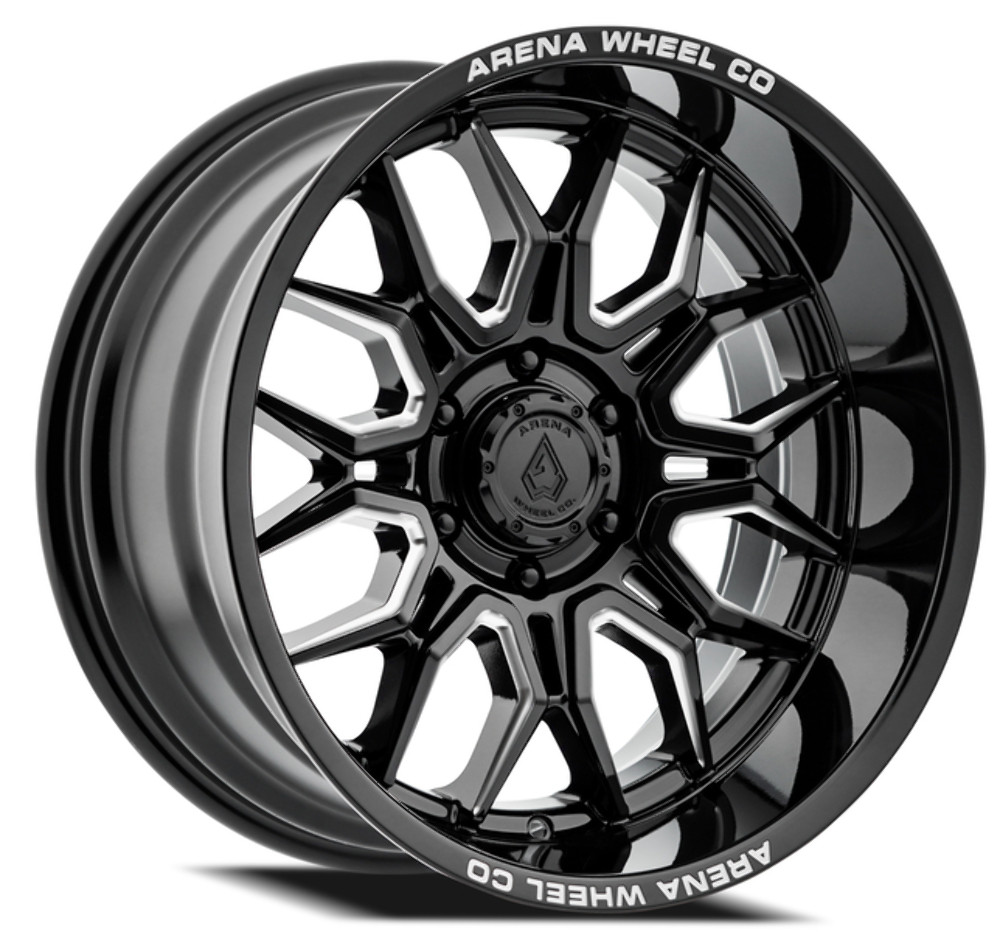22" Arena Violator Gloss Black Milled 22x12 Wheel 5x5 -44mm Rim A117222075N04416