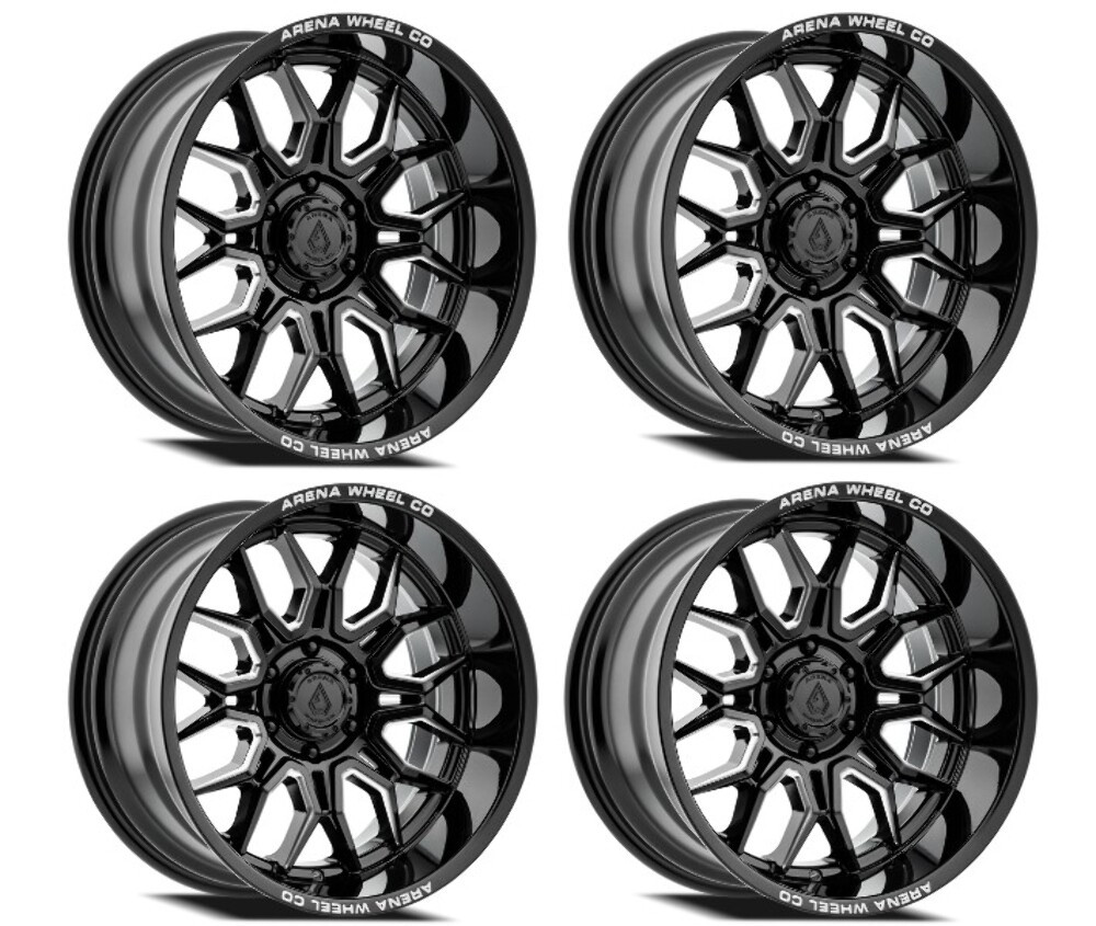 Set 4 20" Arena Violator Gloss Black And Milled 20x10 Wheels 6x5.5 -18mm Rims
