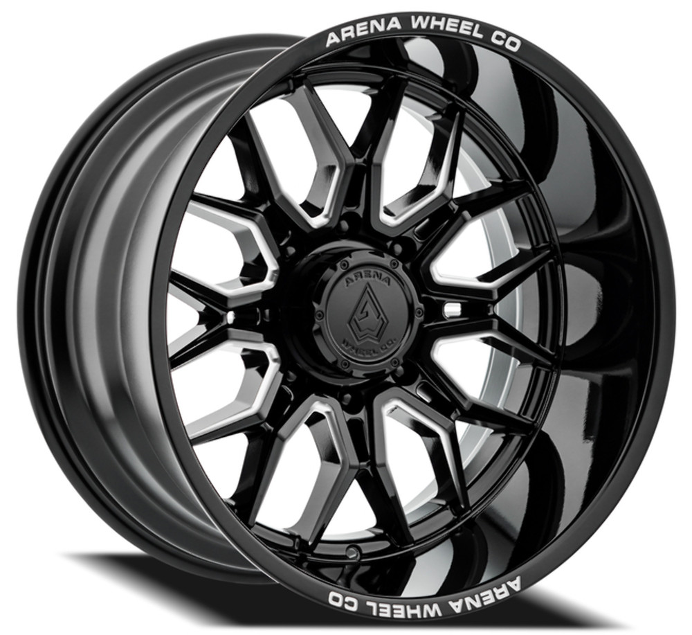 Set 4 20" Arena Violator Gloss Black Milled 20x10 Wheels 8x6.5 -18mm Truck Rims