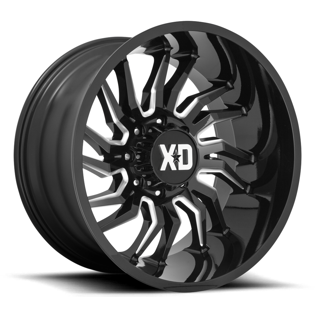 XD XD858 Tension 22x12 8x6.5 Gloss Black Milled Wheel 22" -44mm Rim