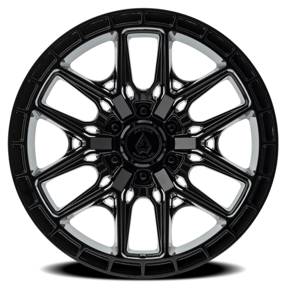 Set 4 17" Arena Battle Glossy Black 17x9 Wheels 6x5.5 1mm Truck SUV Rims