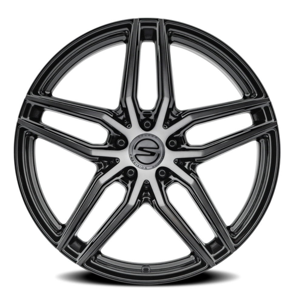 Set 4 20" Select Shadow Glossy Black Brushed DDT 20x9 Wheels 5x120 20mm Rims