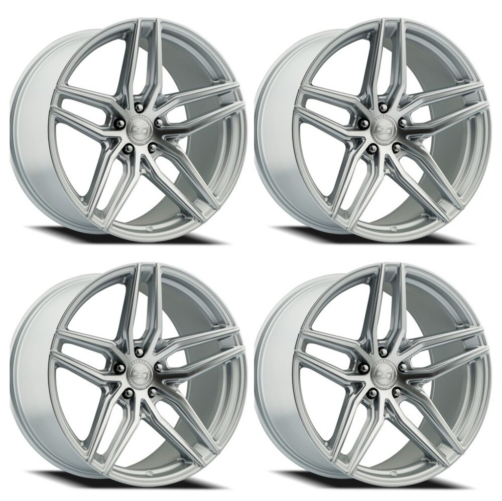 Set 4 20" Select Shadow Gloss Silver Brushed 20x9 Wheels 5x112 20mm Rims