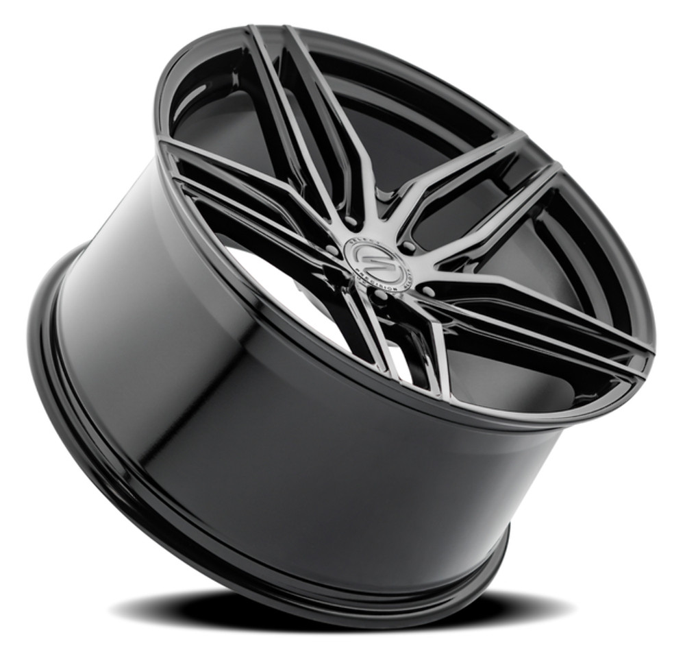 20" Select Shadow Glossy Black Brushed DDT Face Clear 20x9 Wheel 5x120 38mm Rim