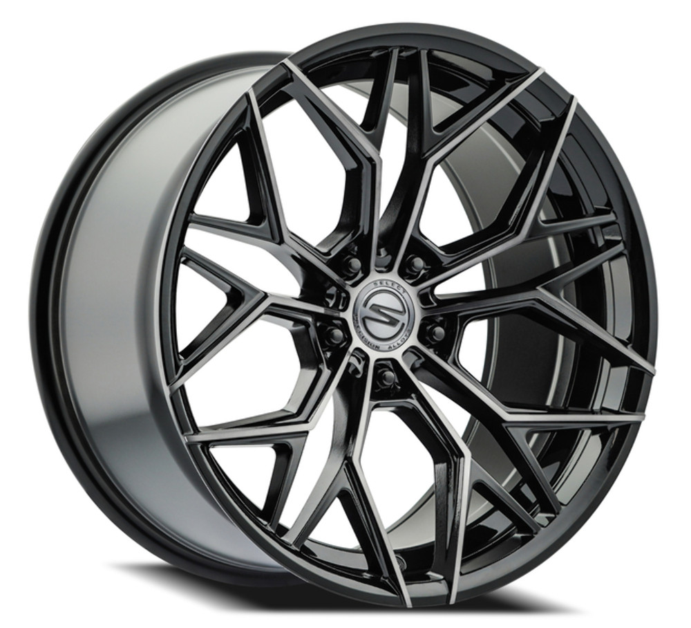 20" Select Syndicate Glossy Black Machined DDT Face 20x9 Wheel 5x112 38mm Rim