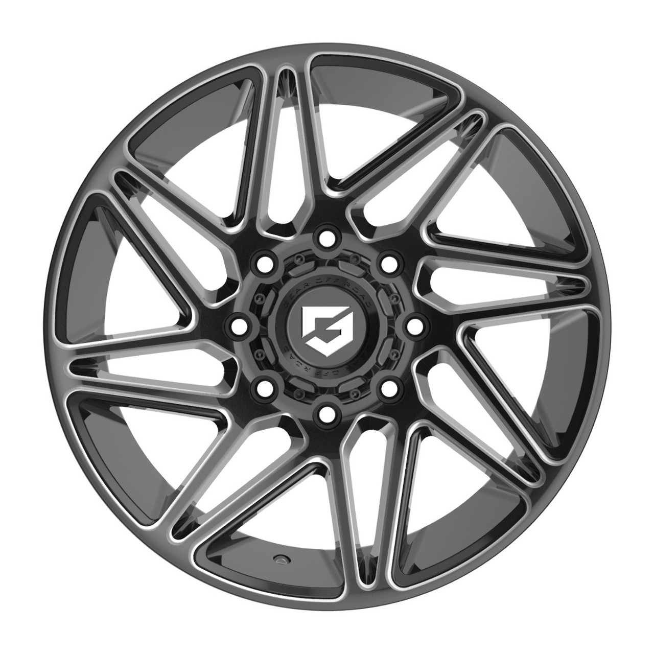 Set 4 20" Gear Off Road 777BM Gloss Black Milled 20x10 Wheels 8x170 -19mm Rims