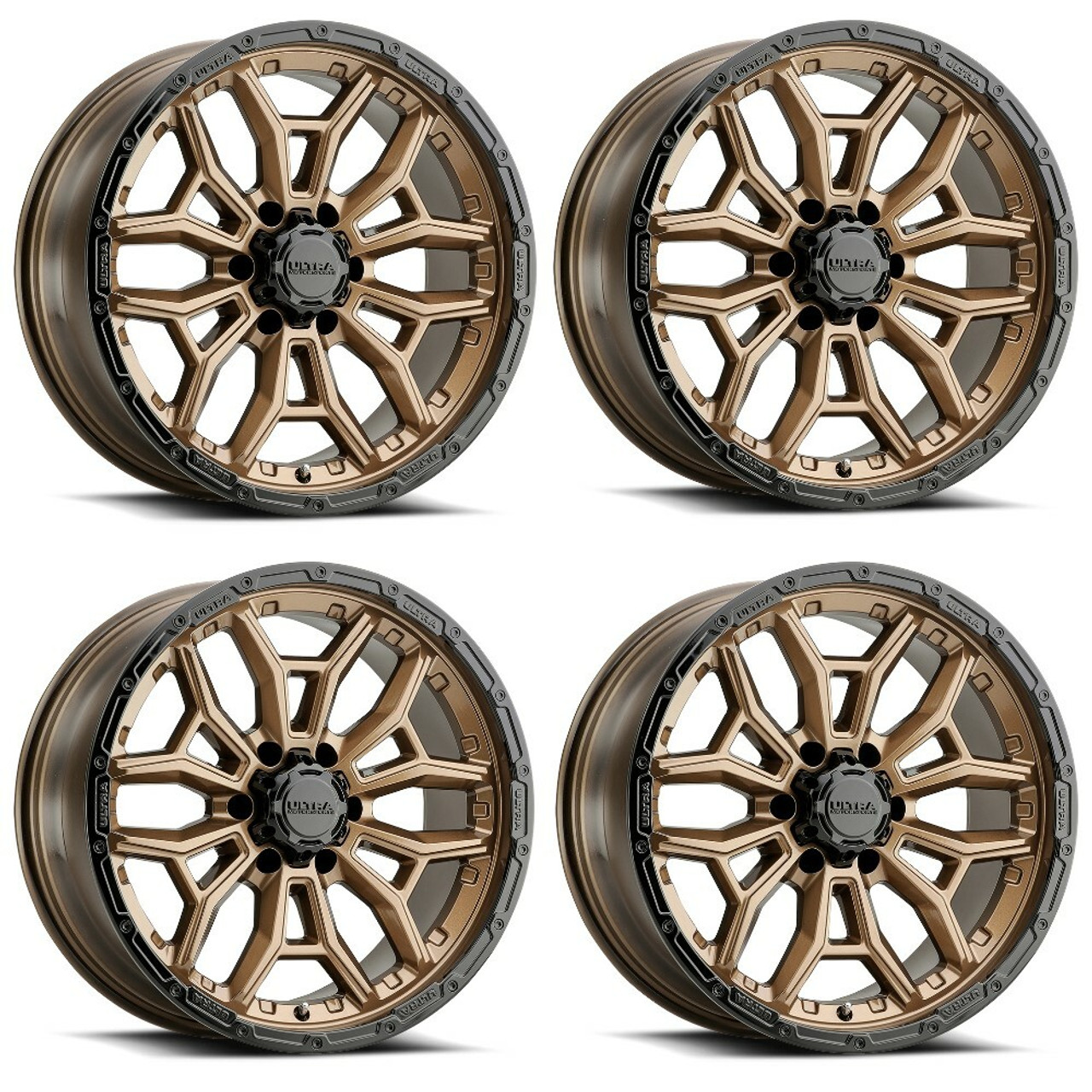 Set 4 20" Ultra 126BZ Warmonger 6 Bright Bronze Black Lip 20x10 6x5.5 -25mm Rims Set 4 20" Ultra 126BZ Warmonger 6 Bright Bronze Black Lip 20x10 6x5.5 -25mm Rims