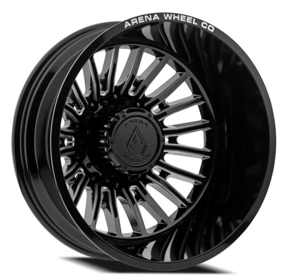 22" Arena Dually Thunder Rear Gloss Black Milled 22x8.25 Wheel 10x225 -202mm Rim