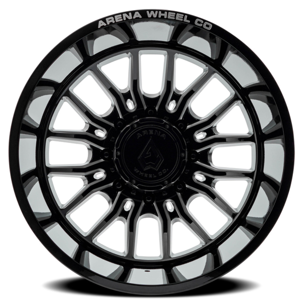 22" Arena Dually Thunder Rear Gloss Black Milled 22x8.25 Wheel 8x210 -220mm Rim