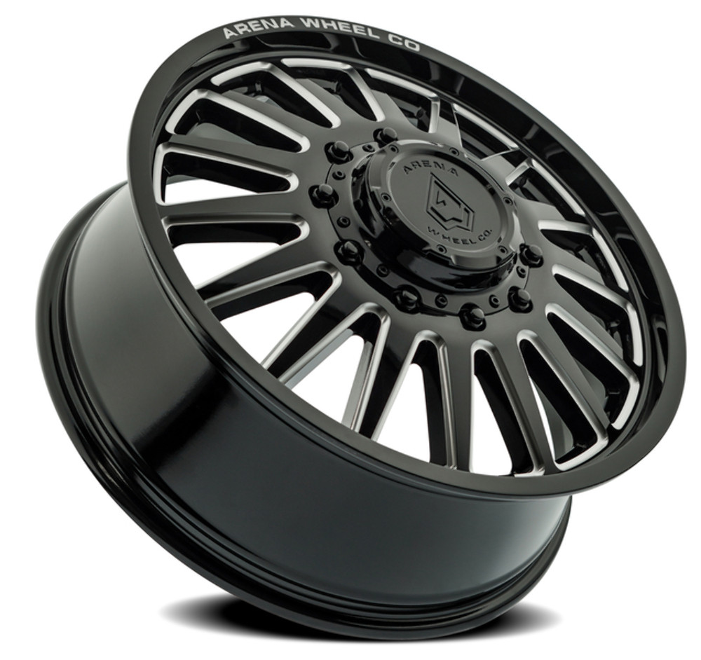 22" Arena Dually Rival Front Gloss Black Milled 22x8.25 Wheel 10x225 105mm Rim