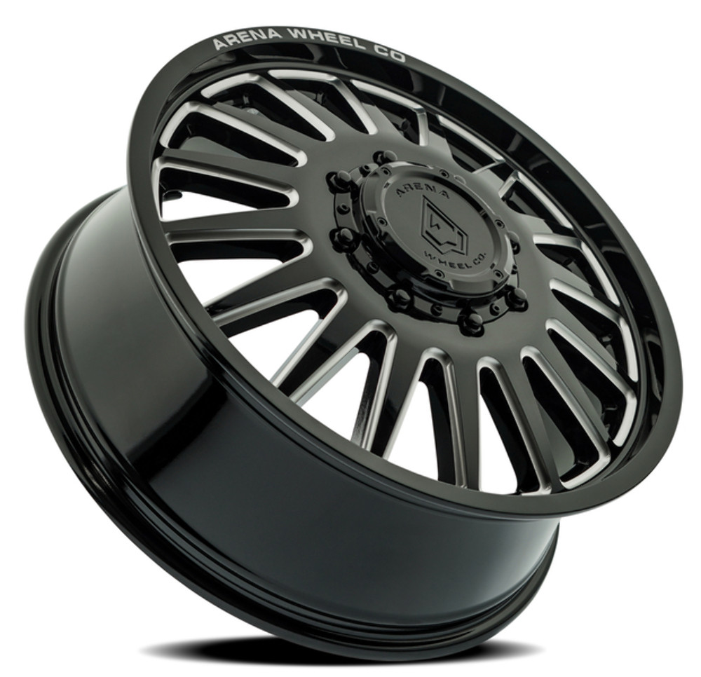 22" Arena Dually Rival Front Gloss Black Milled 22x8.25 Wheel 8x210 105mm Rim