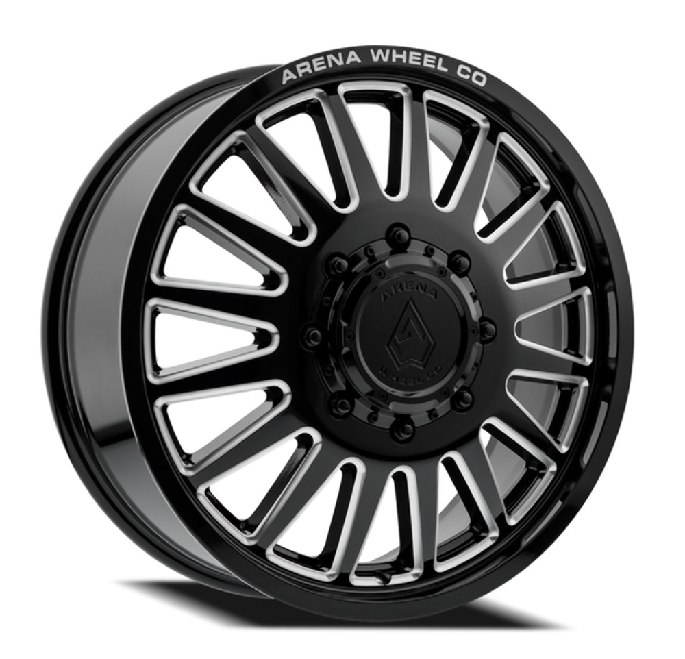22" Arena Dually Rival Front Gloss Black Milled 22x8.25 Wheel 8x200 105mm Rim