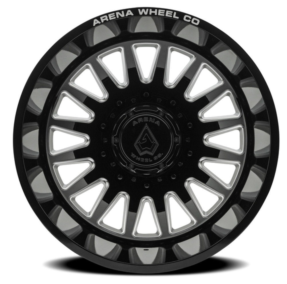 22" Arena Dually Rival Rear Gloss Black Milled 22x8.25 Wheel 10x225 -202mm Rim