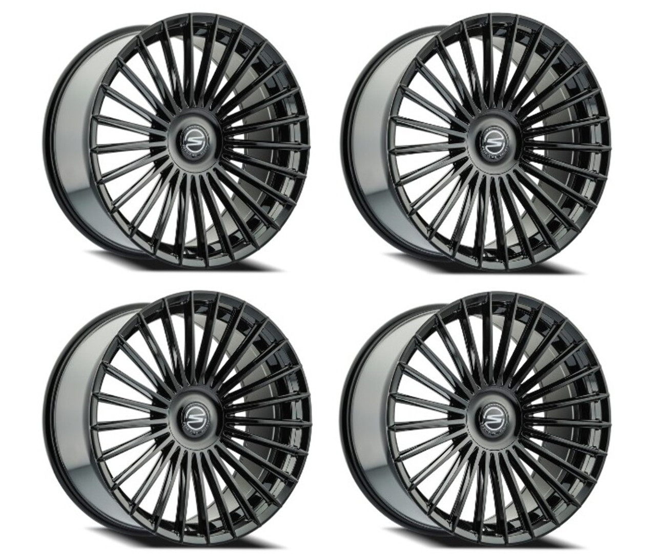 Set 4 20" Select Bristol Glossy Black 20x9 Wheels 5x112 5x4.5 38mm Rims