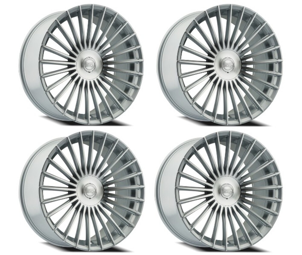 Set 4 24" Select Bristol Gloss Silver Machined 24x10 Wheels 6x5.5 19mm Rims