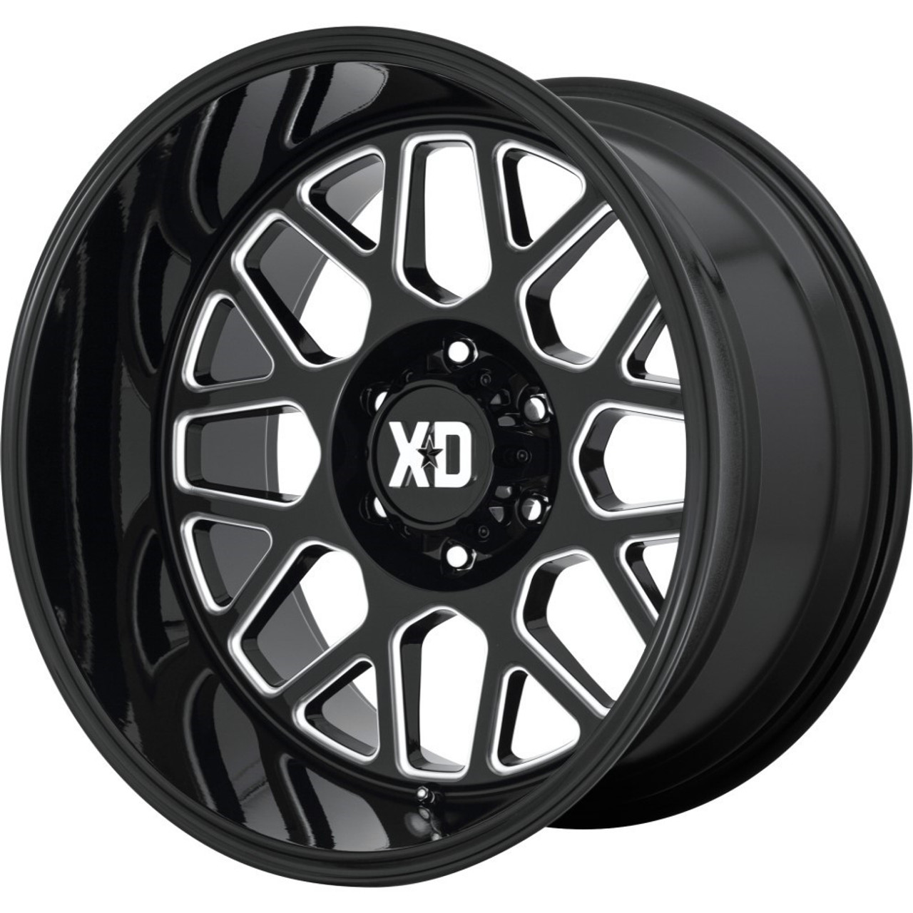 XD XD849 Grenade 2 22x12 6x5.5 Gloss Black Milled Wheel 22" -44mm Rim