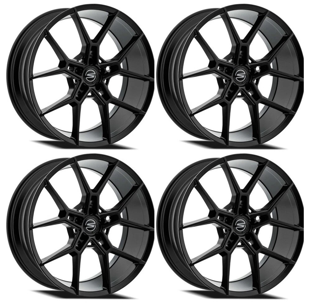 Set 4 20" Select Alpine Satin Black 20x10.5 Wheels 5x4.5 (5x114.3) 38mm Rims