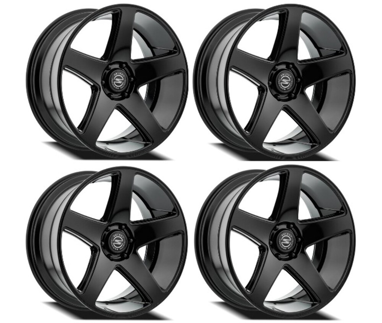 Set 4 24" Select Spectrum Glossy Black 24x10 Wheels 6x5.5 (6x139.7) 19mm Rims