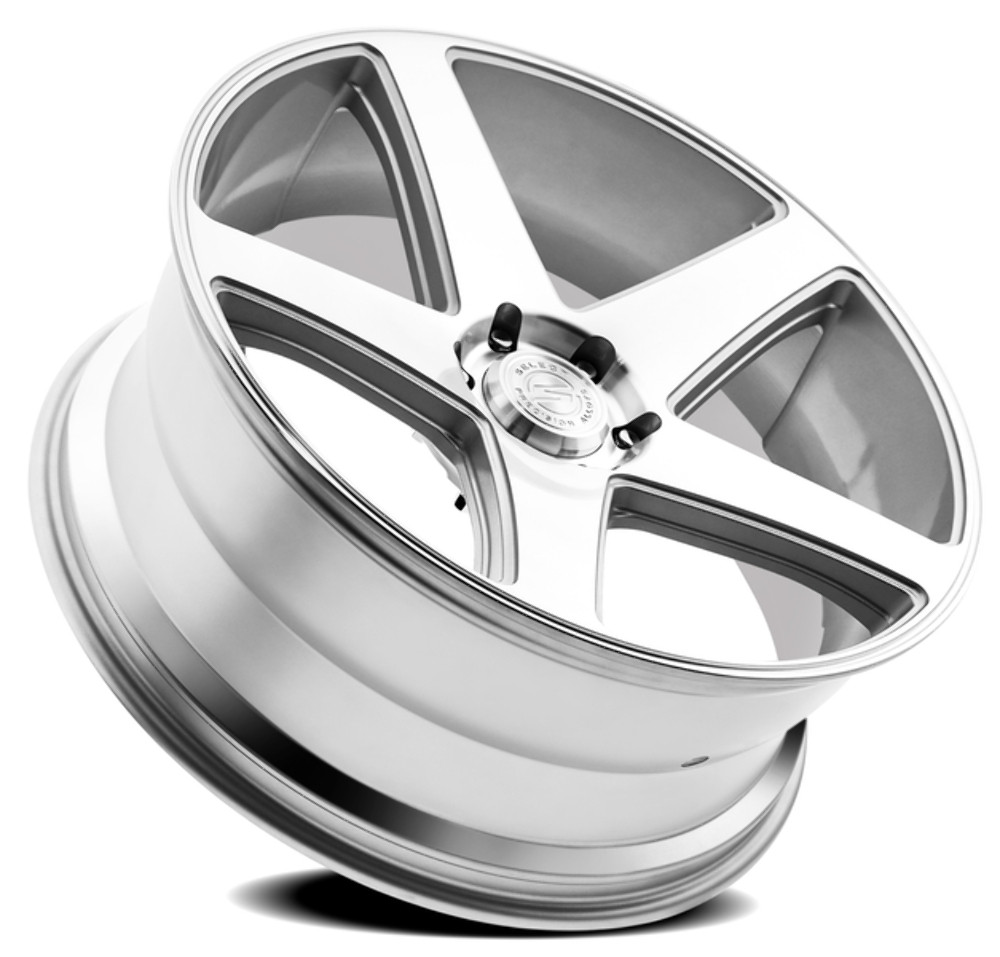 Set 4 24" Select Spectrum Gloss Silver Machined 24x10 Wheels 6x5.5 19mm Rims