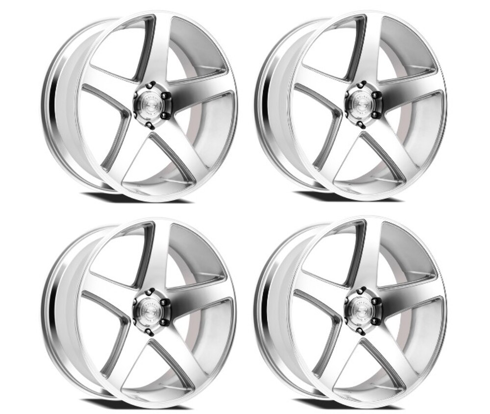 Set 4 22" Select Spectrum Gloss Silver Machined 22x10 Wheels 6x135 30mm Rims