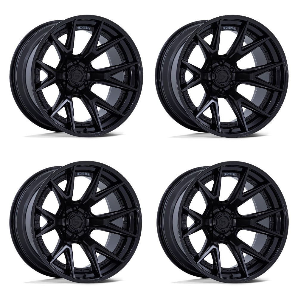 Set 4 17" Fuel FC402 Catalyst Matte Black Gloss Black Lip 17x9 6x5.5 1mm Wheels