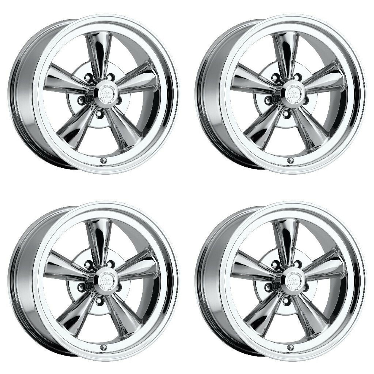 Set 4 17" Vision American Muscle 141H Legend 17x8 5x4.5 19mm Wheels Chrome Rims