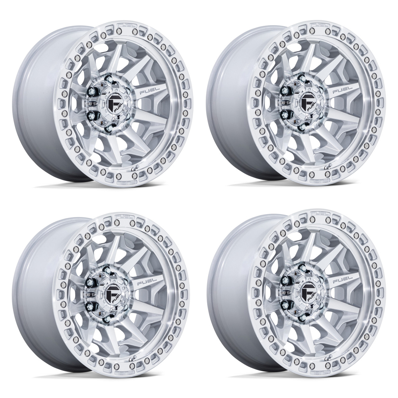 Set 4 18" Fuel D883 Covert Silver Machined Face 18x9 Wheels 6x5.5 20mm Rims