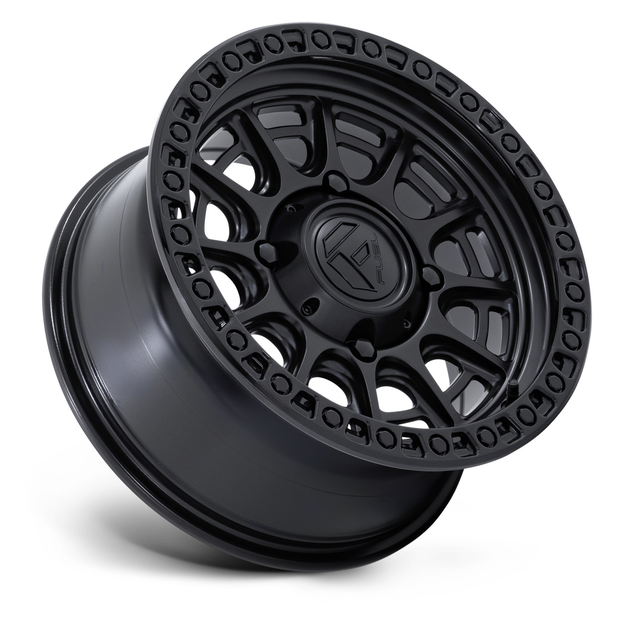 Set 4 15" Fuel UTV FV832 Cycle UTV Matte Black Gloss Black Lip 15x7 4x110 10mm Rims