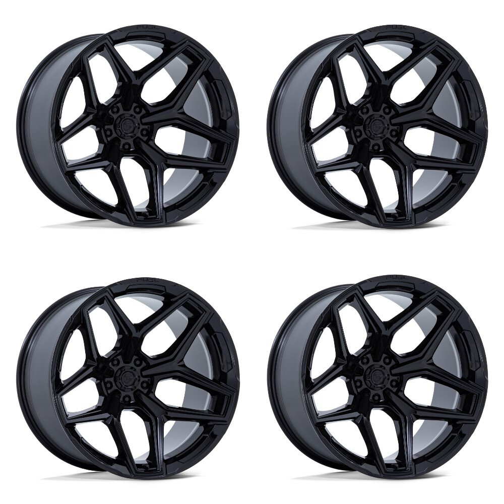 Set 4 24" Fuel Flux FC854 Gloss Black 24x10 Wheels 6x135 0mm Truck SUV Rims
