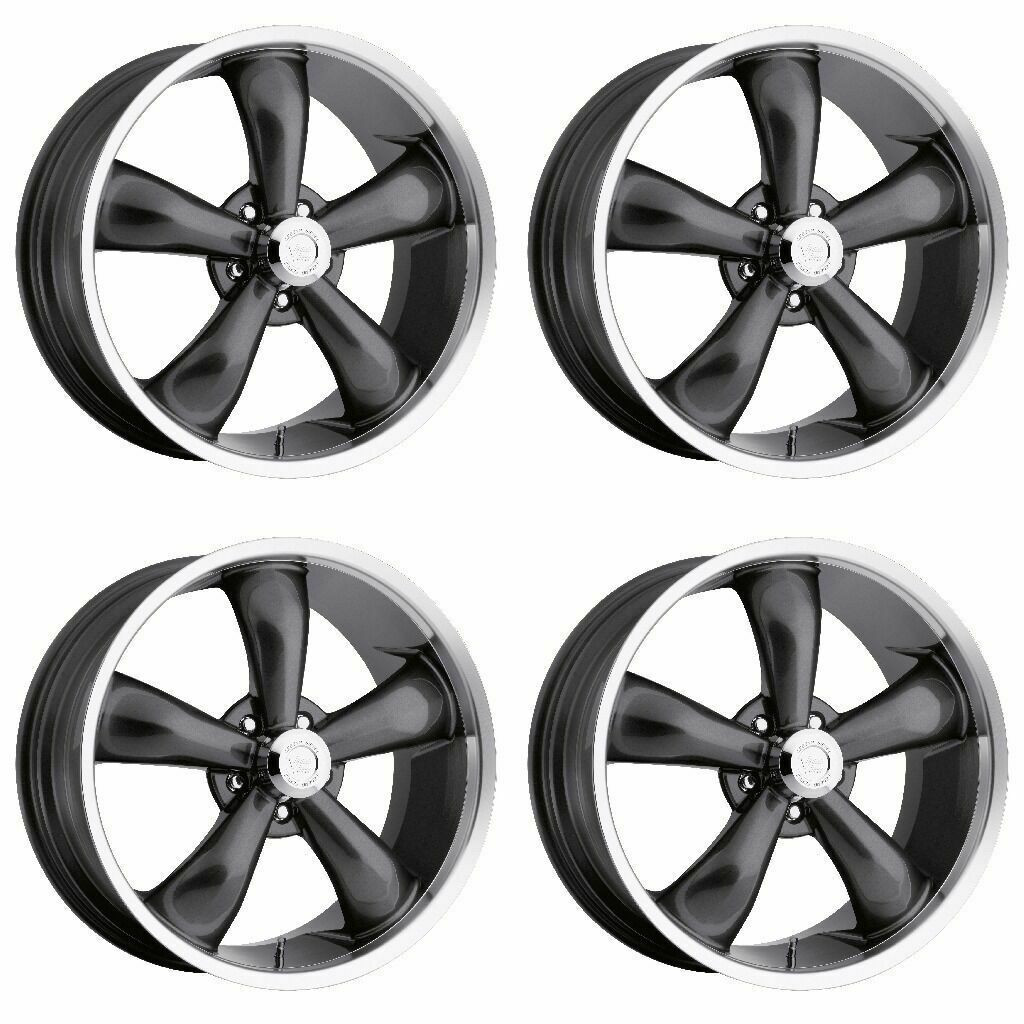 Set 4 18" Vision 142 Legend 5 Gunmetal Machined Lip 18x8.5 Wheels 5x4.75 (5x120.65) 20mm Rims