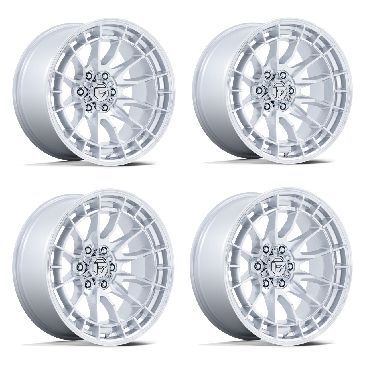 Set 4 20" Fuel FC888 Revolt Hyper Silver Machined Face 20x10 6x135 -18mm Wheels