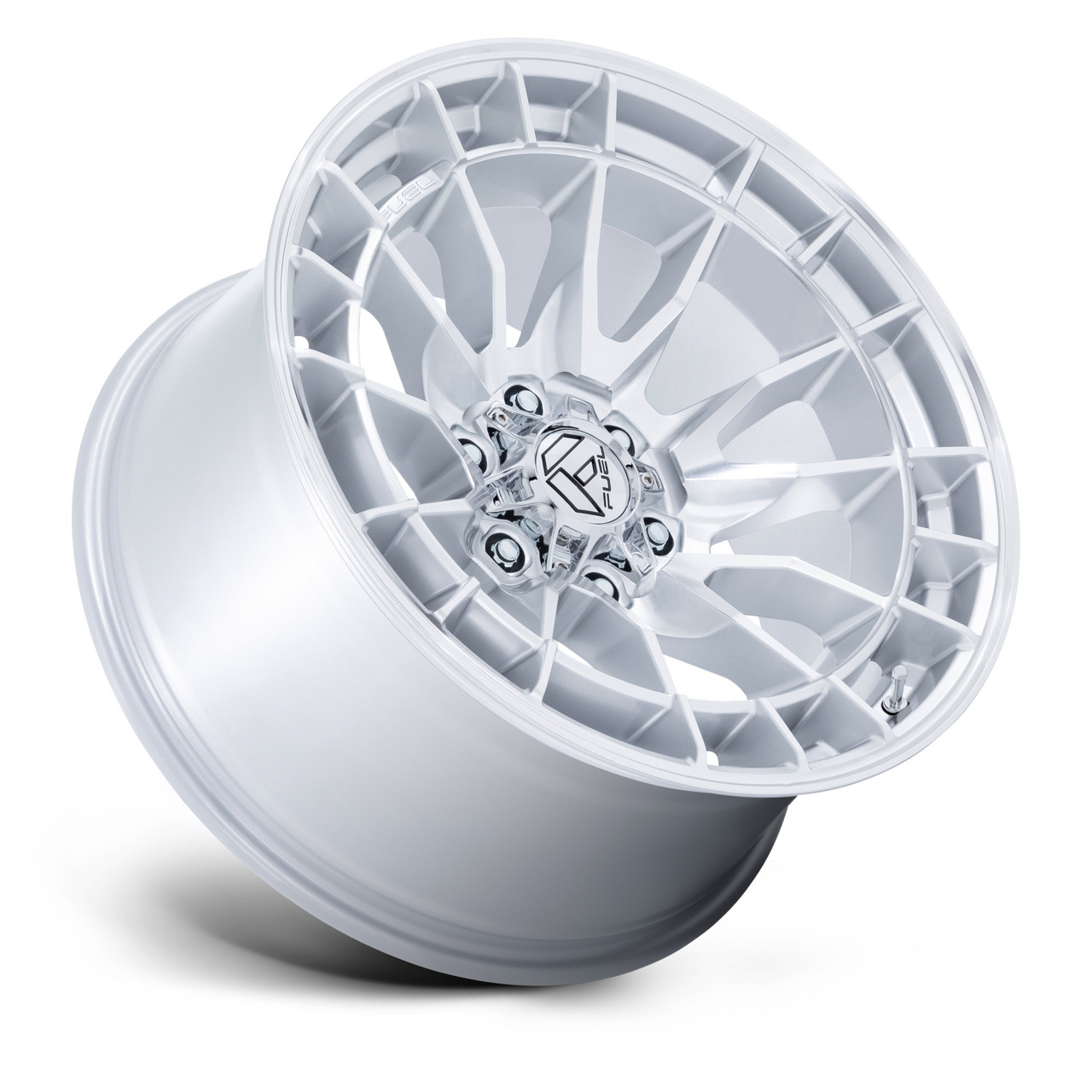 Set 4 18" Fuel FC888 Revolt Hyper Silver Machined Face 18x9 6x5.5 20mm Wheels