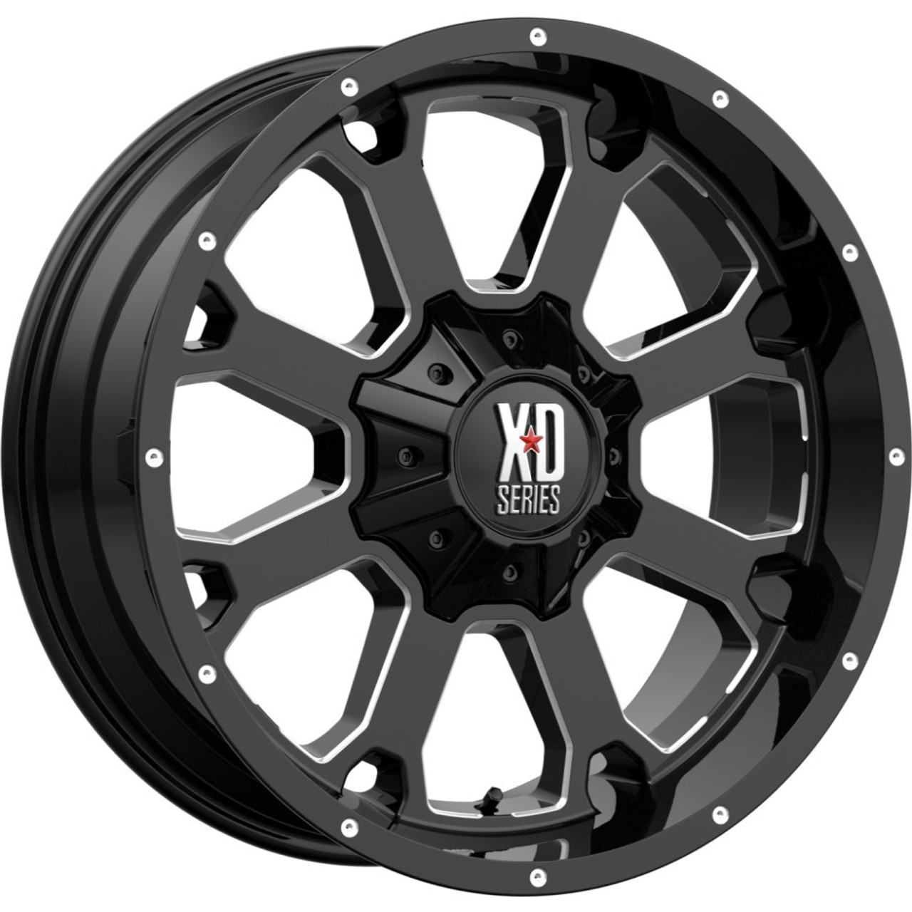 XD XD825 Buck 25 20x9 5x5.5 5x150 Gloss Black Milled 20" 0mm For Dodge Toyota