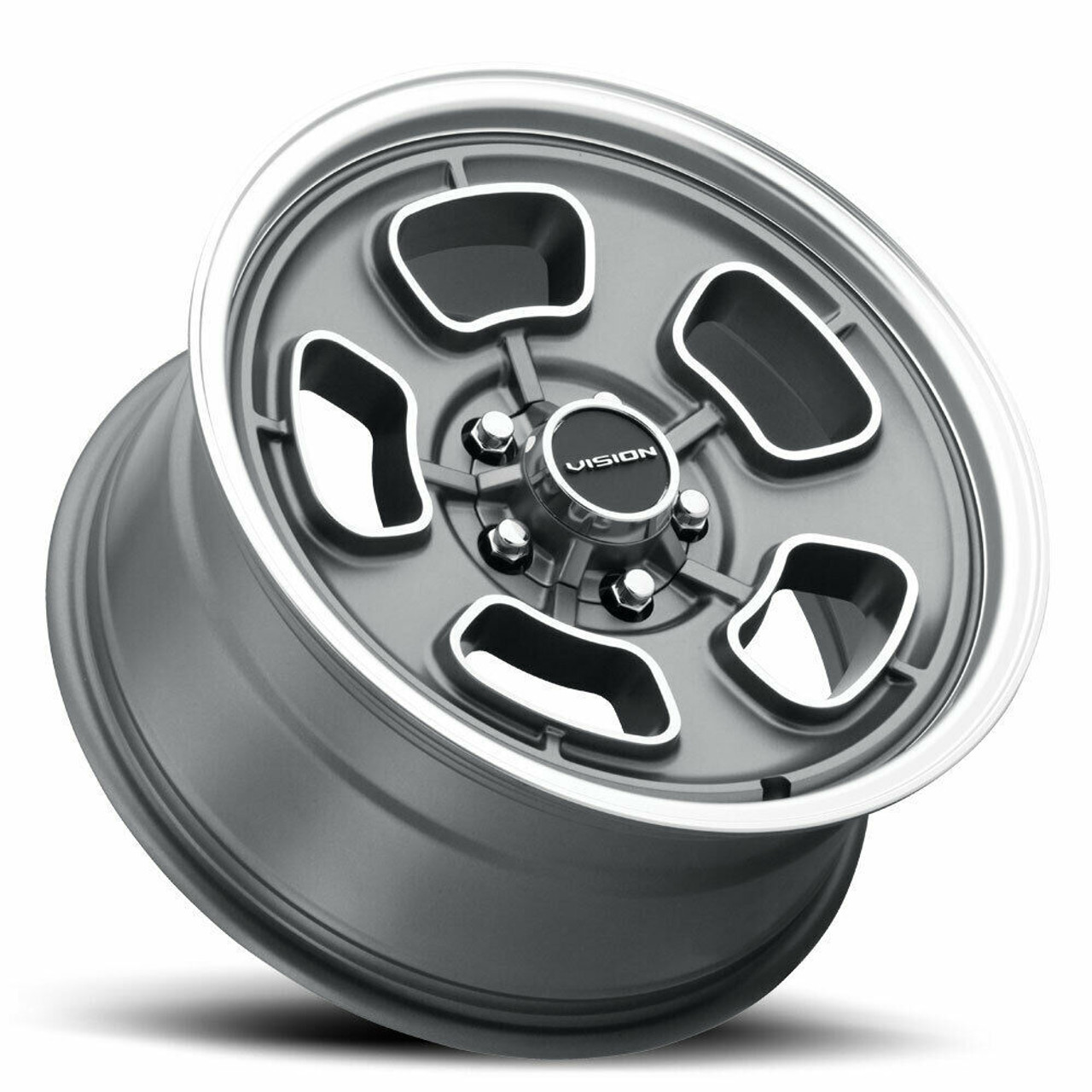 17" Vision Muscle 148 Shift Satin Grey Machined Face Lip Wheel 17x8 6x5.5 0mm
