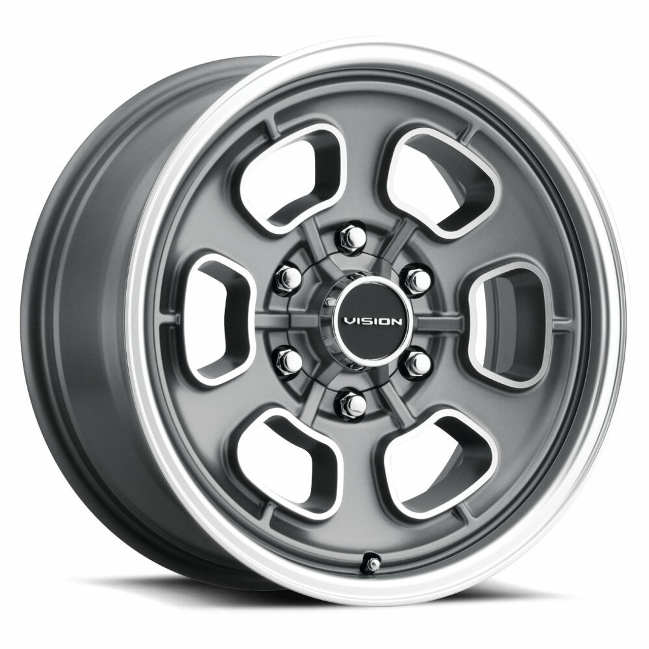 17" Vision Muscle 148 Shift Satin Grey Machined Face Lip Wheel 17x8 6x5.5 0mm