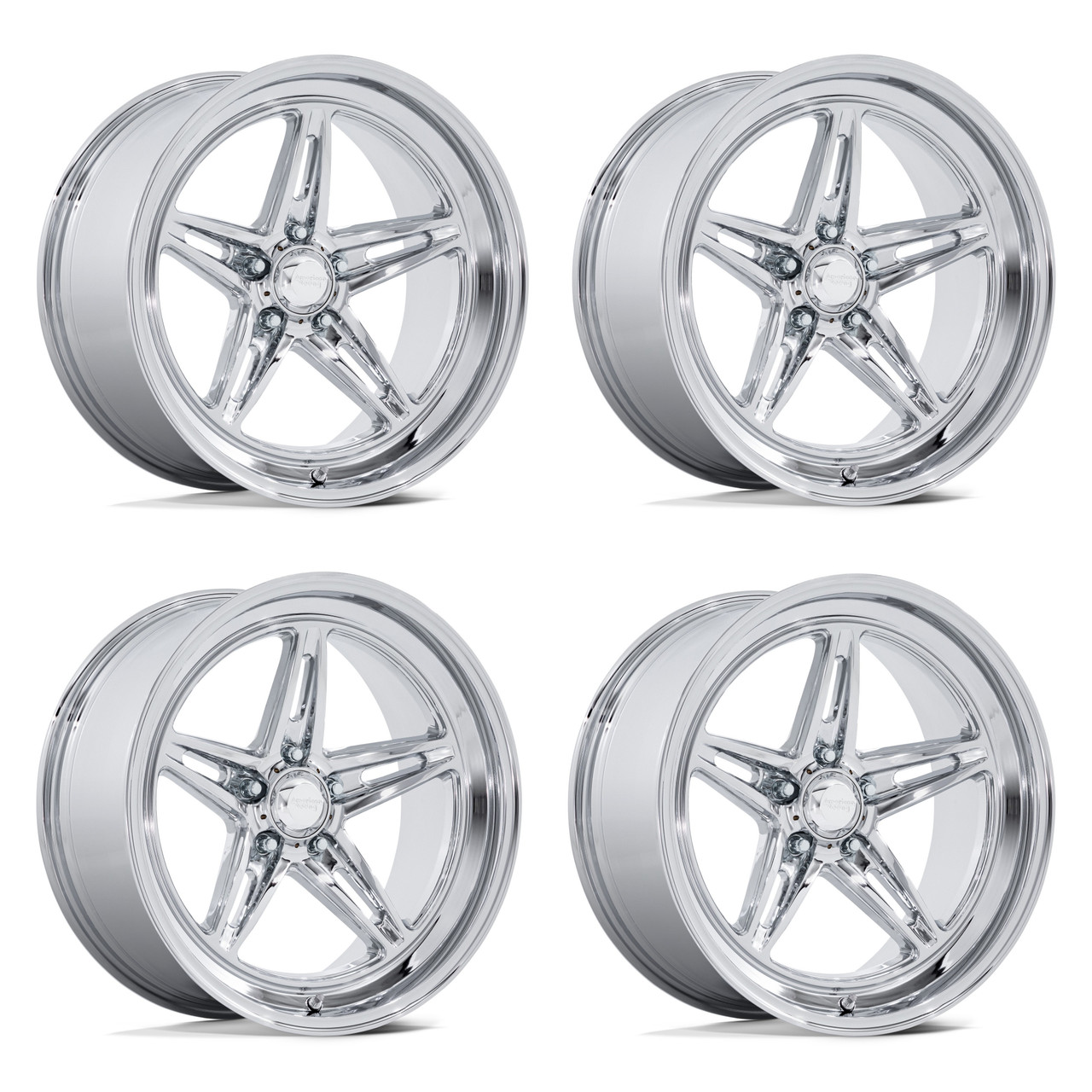 Set 4 18" American Racing Vintage VN514 Groove Chrome 18x7 Wheels 5x4.5 0mm Rims